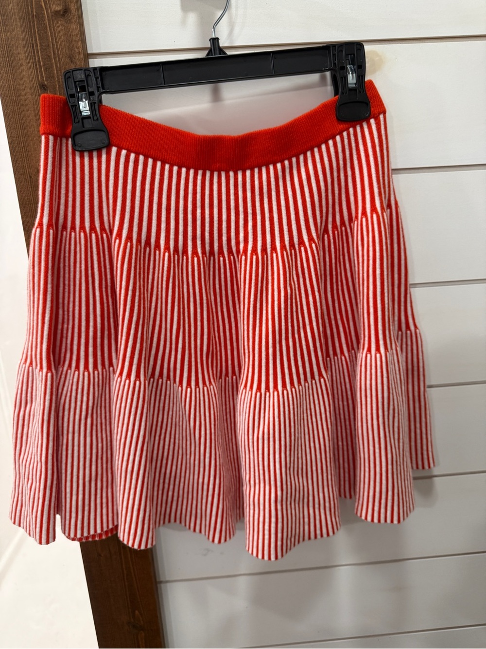 Orange & White Striped Knit Mini Skirt